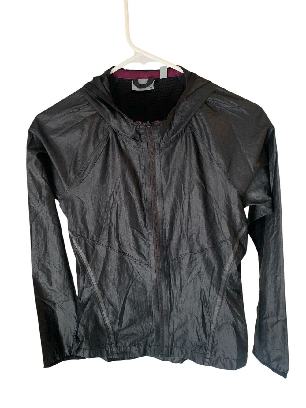 Athleta Women’s Black Lightweight Hooded Jacket Size XXS Full Zip Windbreaker